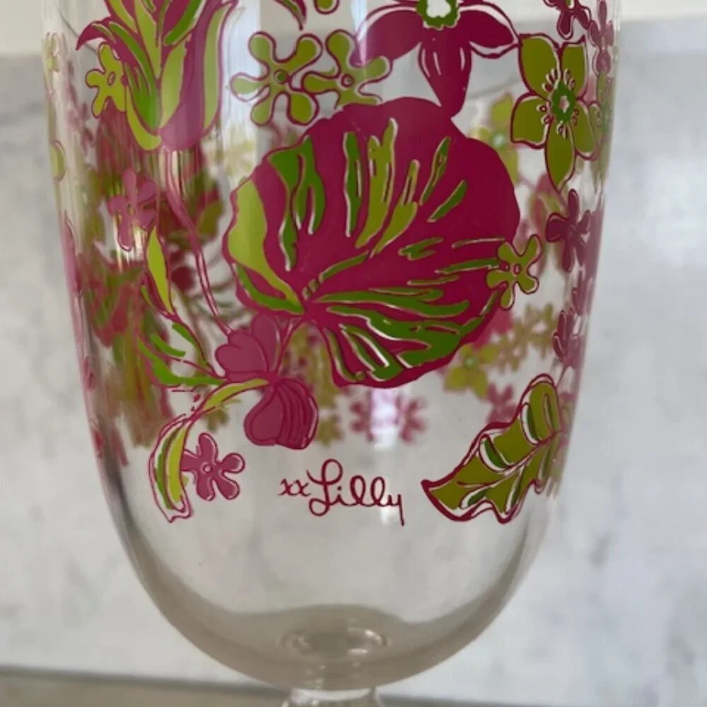 LILLY PULITZER Rose Garden Acrylic Stem Wine Glass